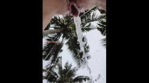 Risky Public Pissing and Farting on a Tropical Island by Cute Pussy