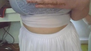 Big Titties Amateur Pissing in a White Skirt
