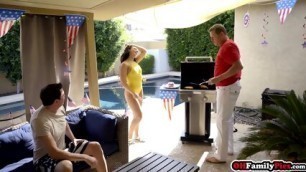 Bisexual Teens Celebrating Fourth Of July On An Old Mans Big Cock